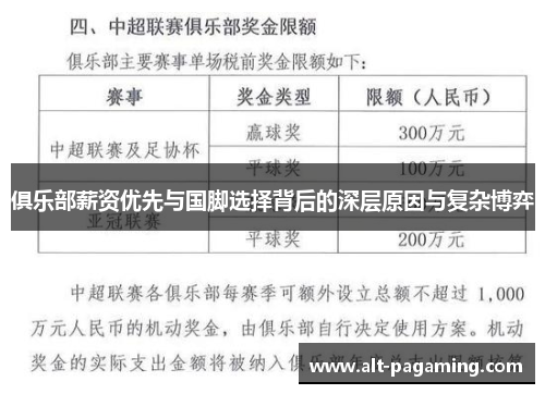 俱乐部薪资优先与国脚选择背后的深层原因与复杂博弈 俱乐部薪资优先与国脚选择背后的深层原因与复杂博弈