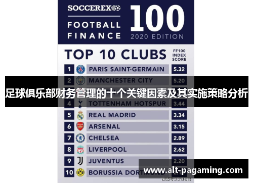 足球俱乐部财务管理的十个关键因素及其实施策略分析 足球俱乐部财务管理的十个关键因素及其实施策略分析